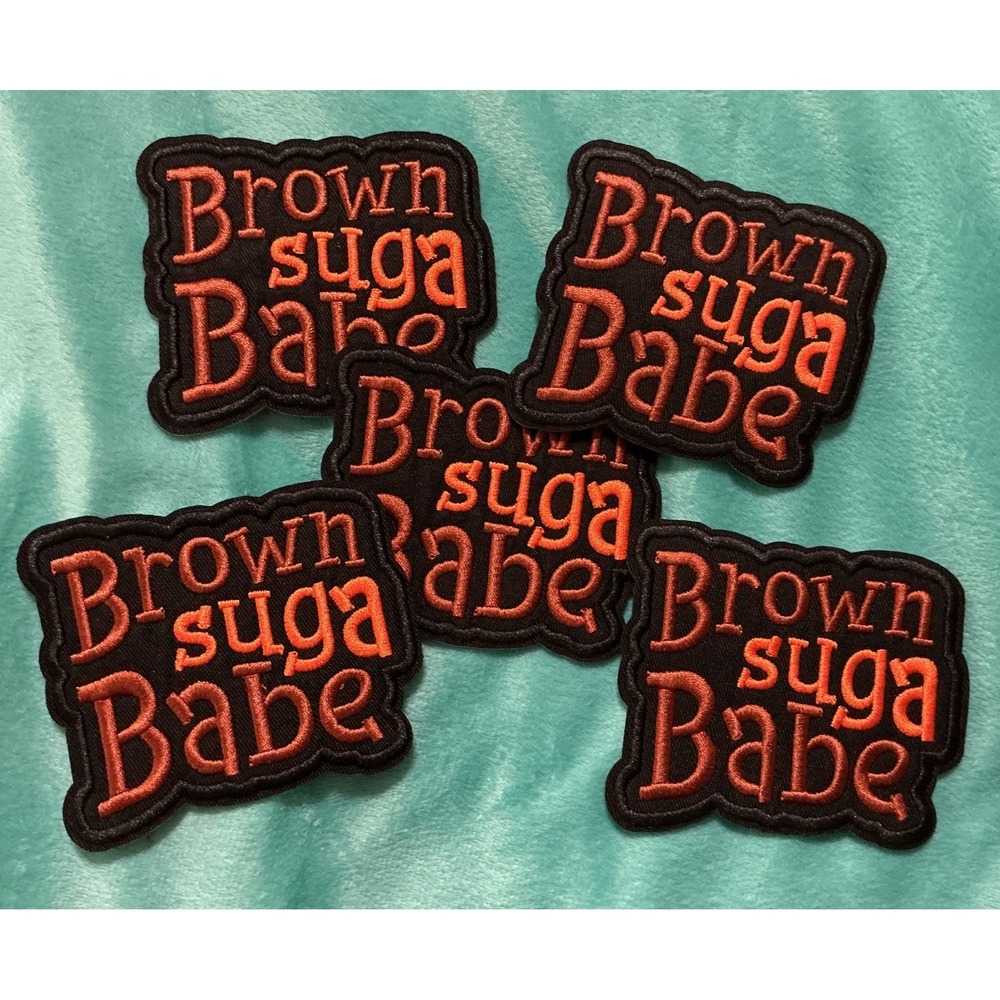 Lot of 5 Brown Suga Babe Embroidered Iron-On Patches - Melanin Pride - NEW